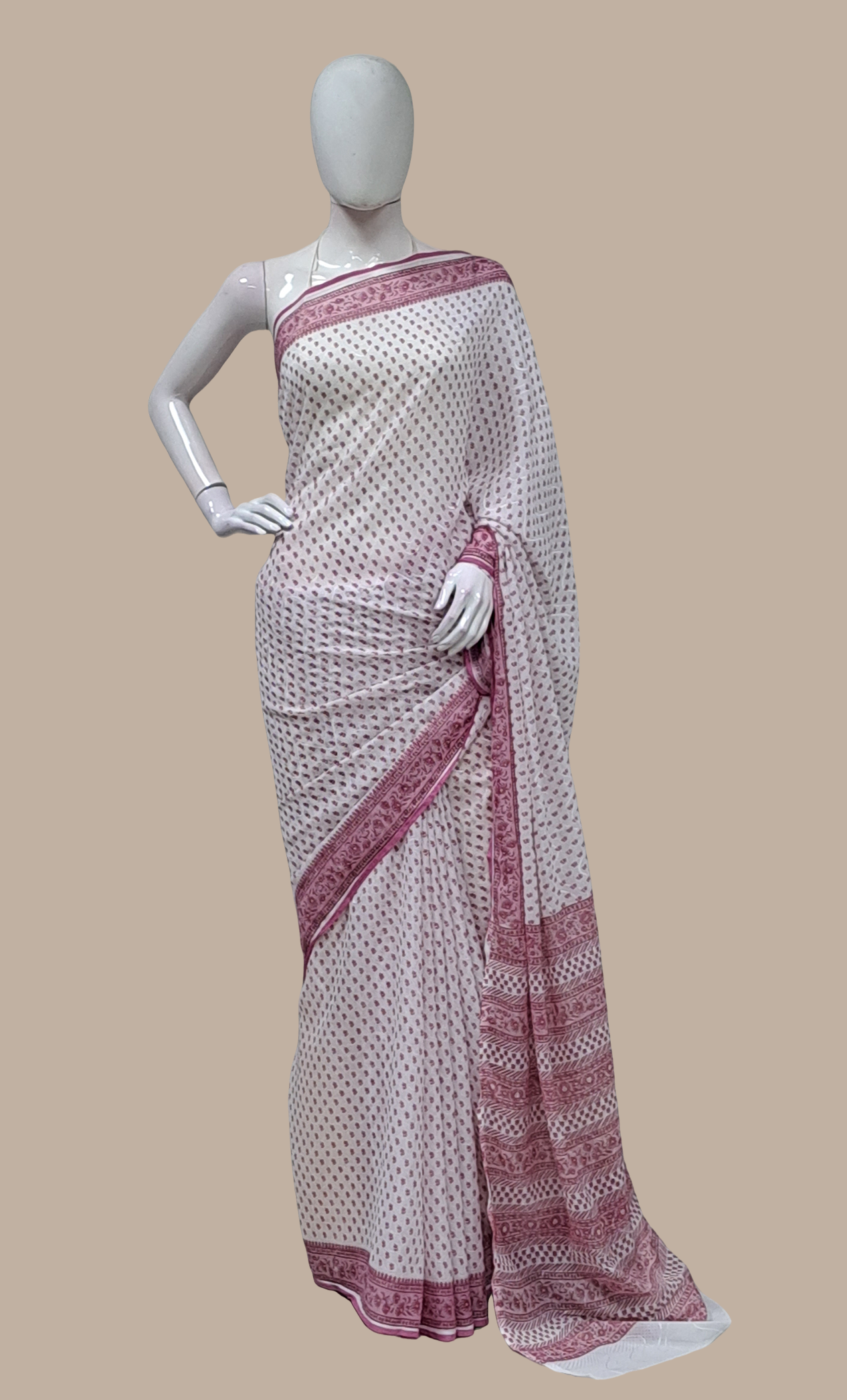 Mink Floral Printed Sari
