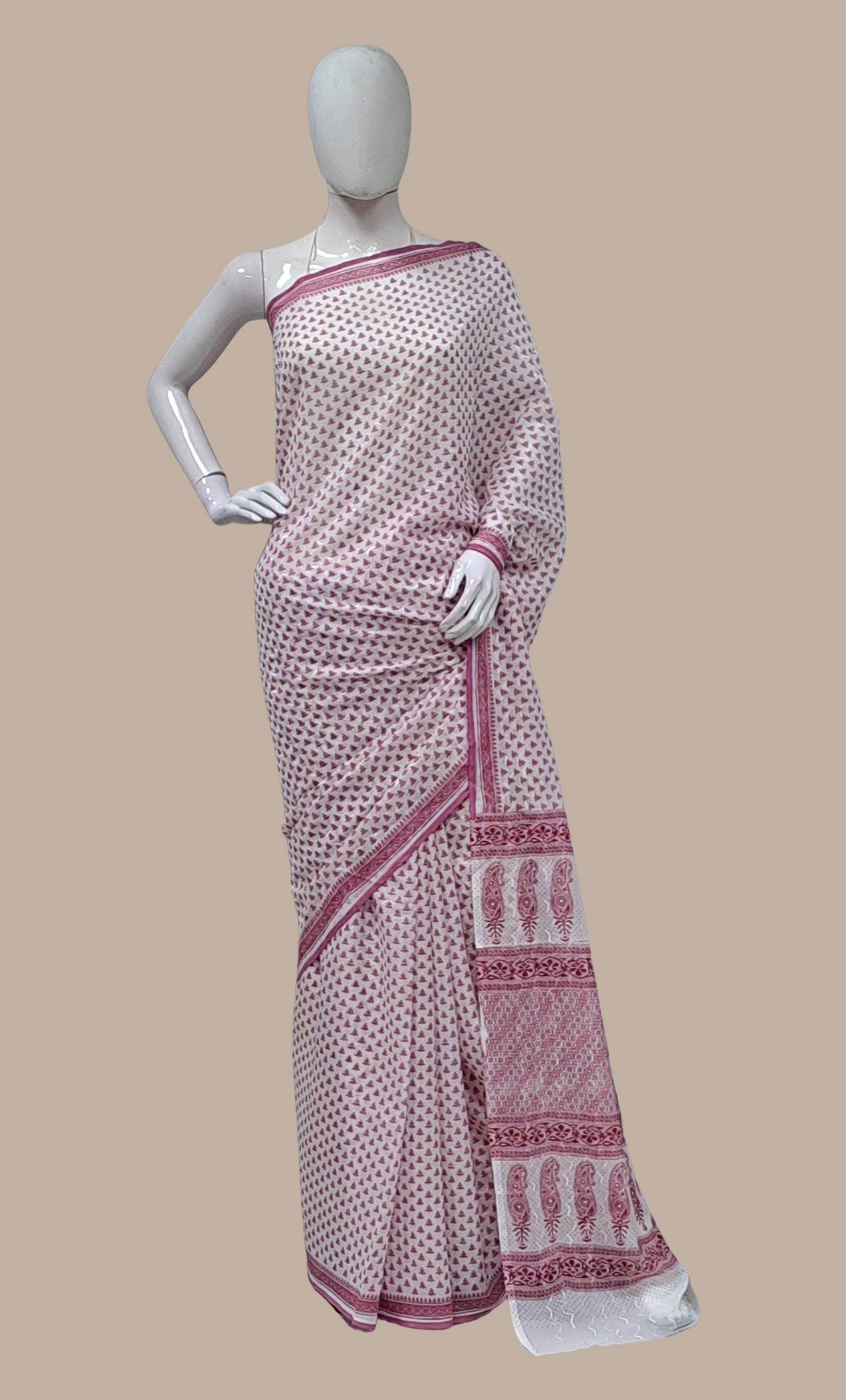 Mink Floral Printed Sari