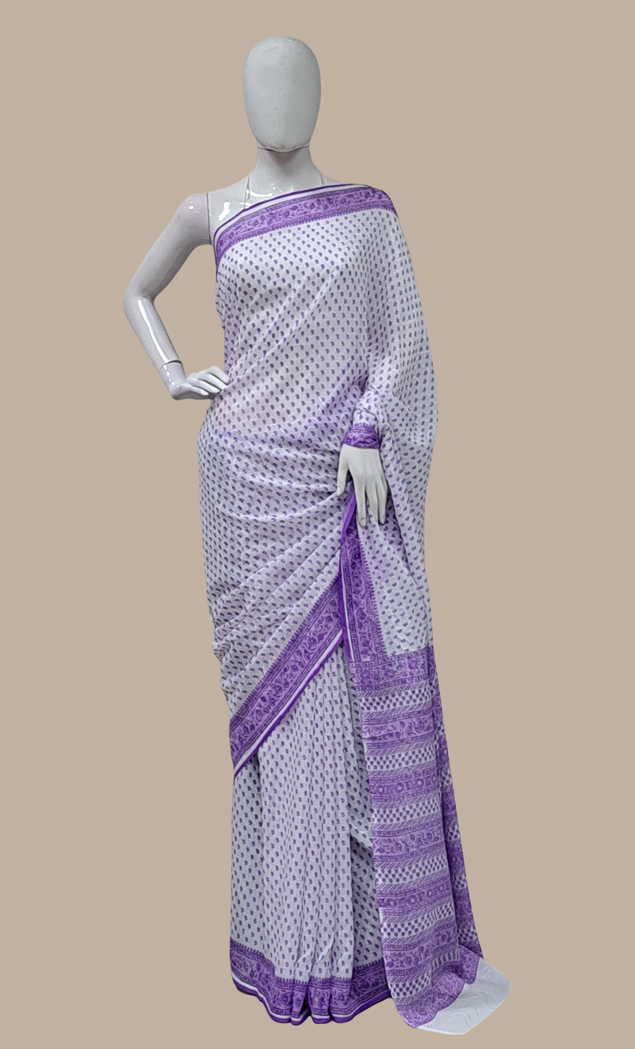 Purple Floral Printed Sari