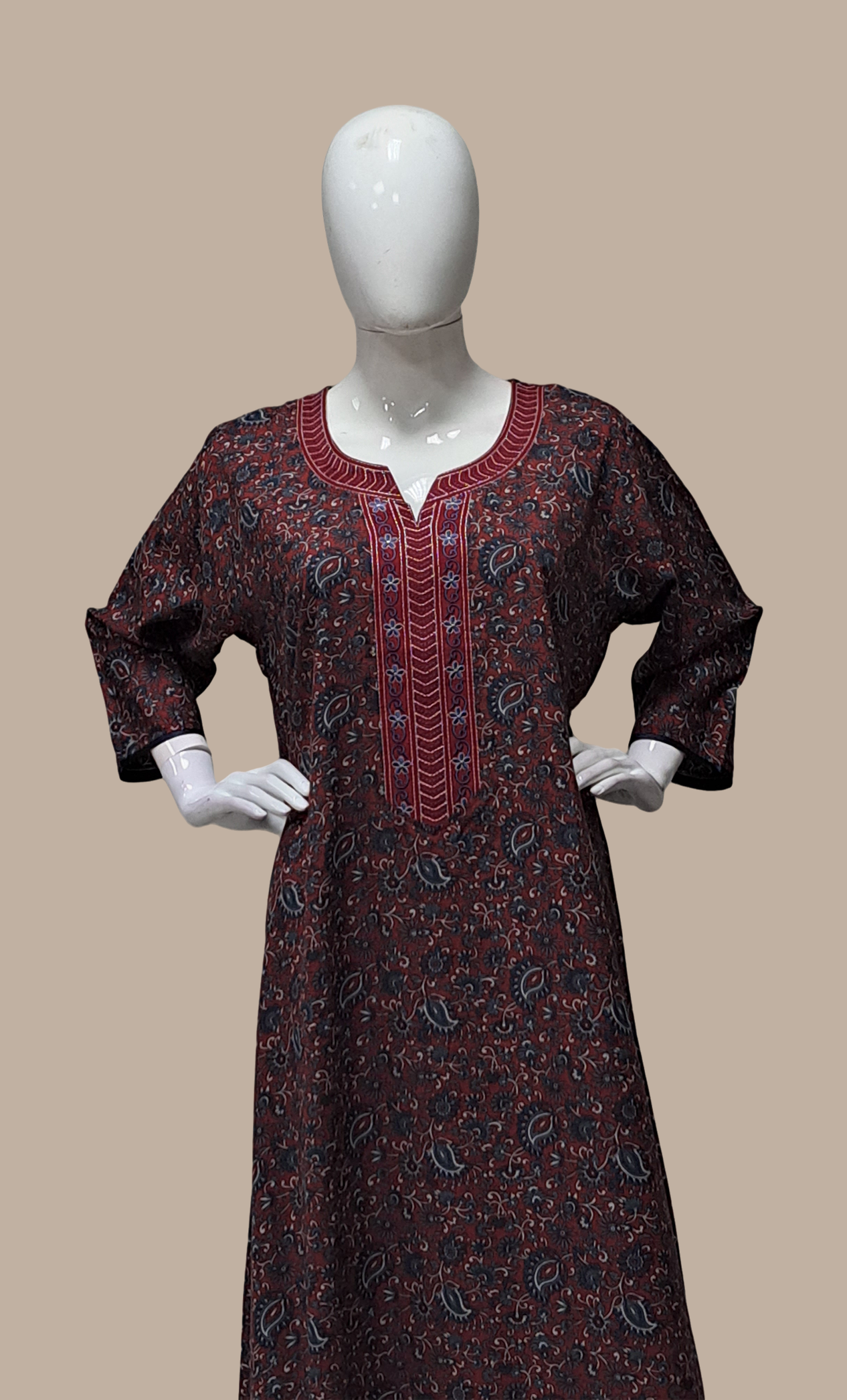 Maroon Printed Kaftan