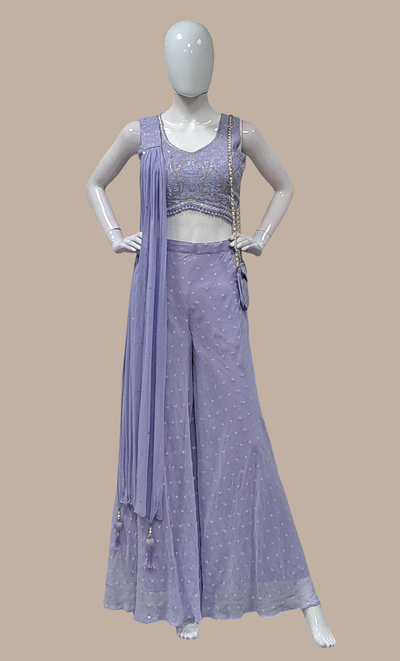 Soft Lavender Embroidered Palazzo Set