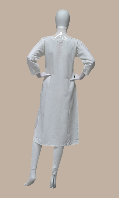 White Embroidered Kurti Top