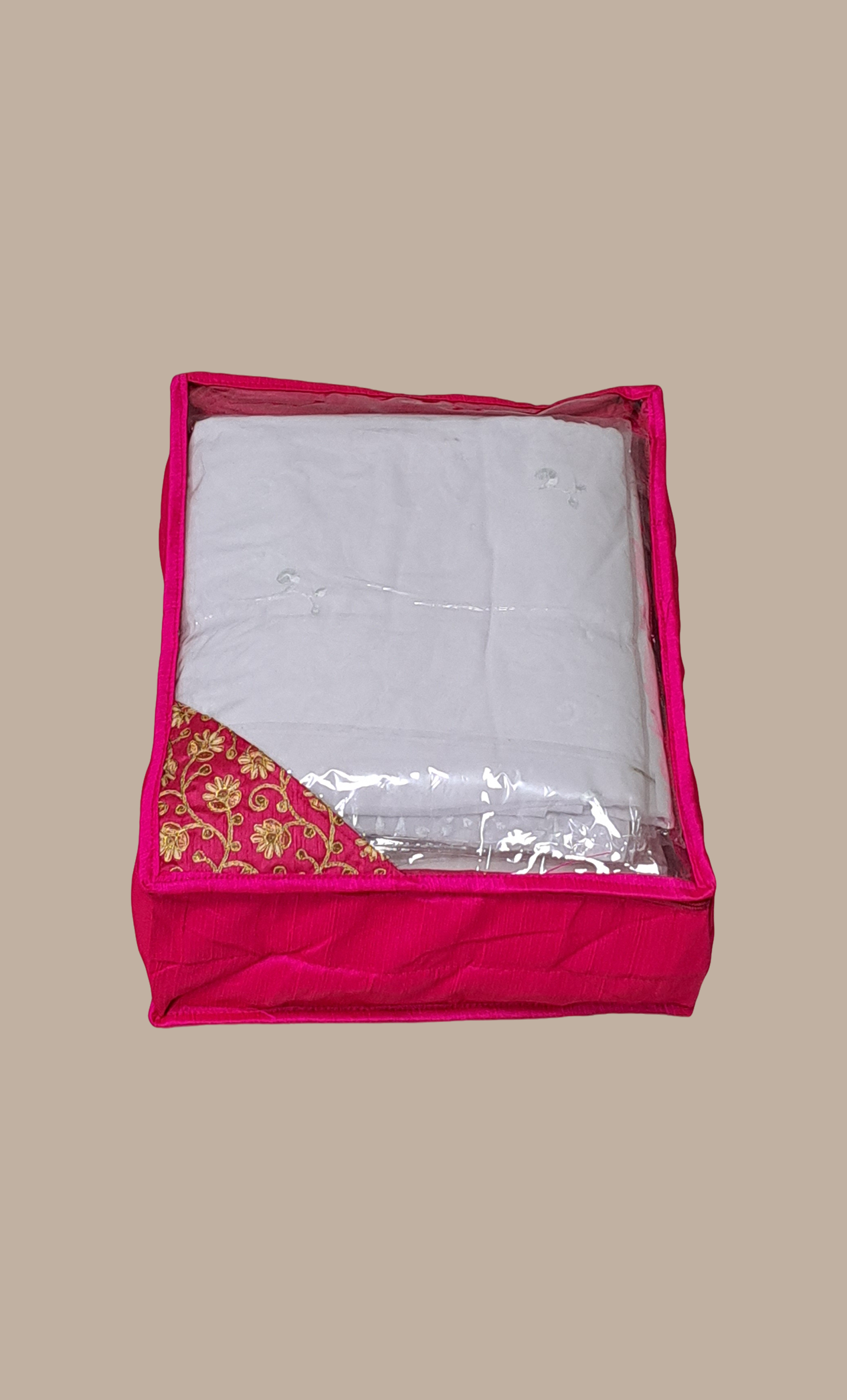 Cerise Embroidered Sari Cover