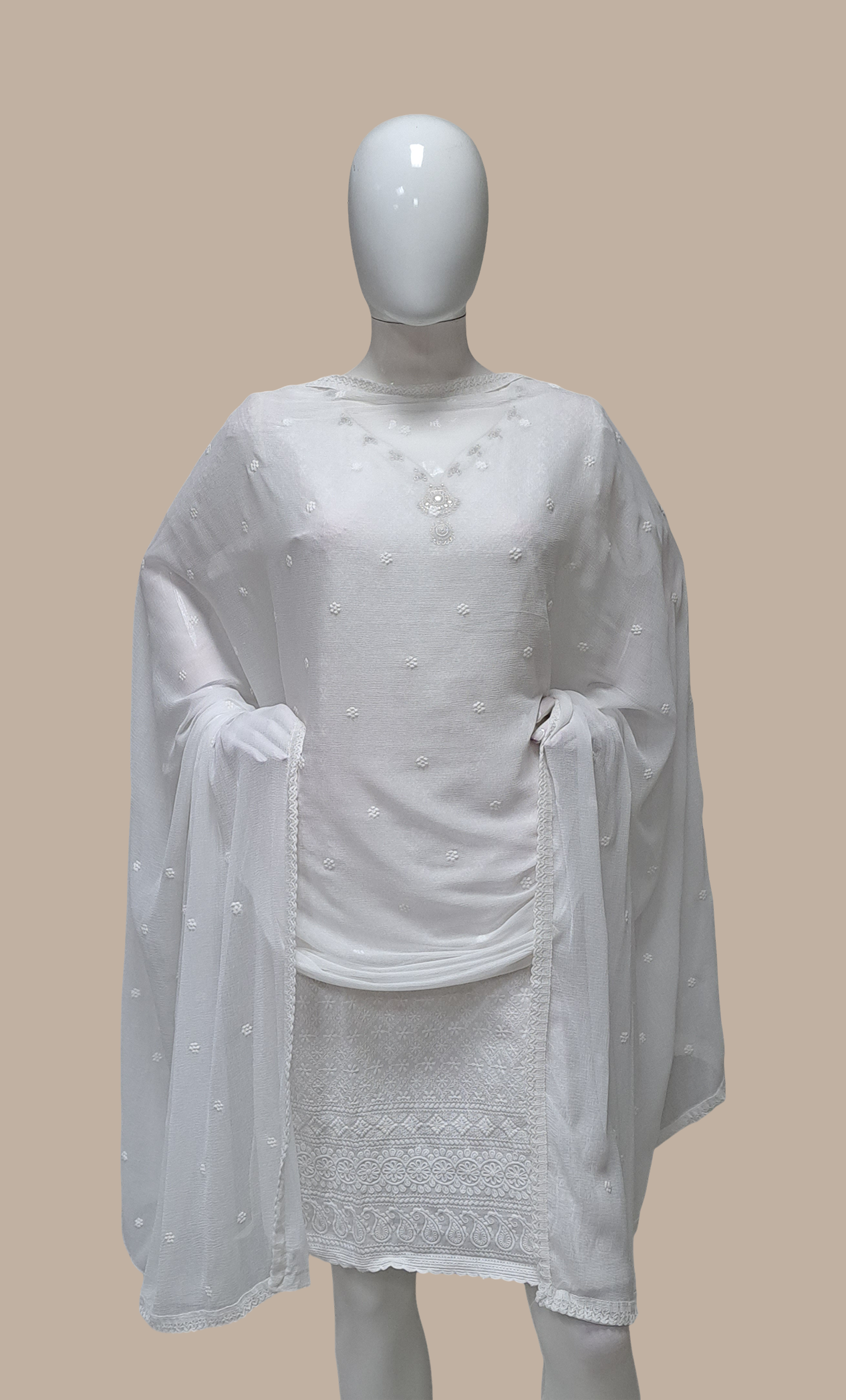 White Embroidered Dupatta