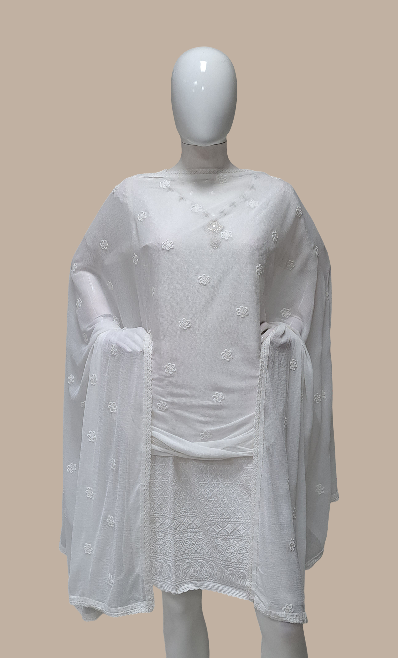 White Embroidered Dupatta