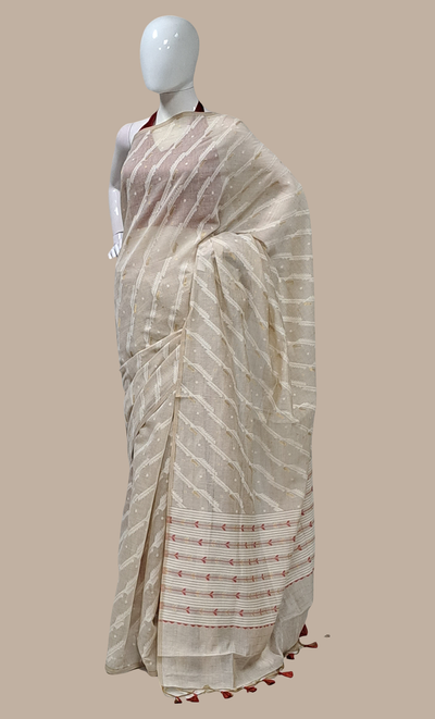 Biscuit Printed Cotton Sari