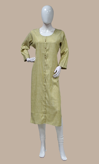 Olive Green Embroidered Kurti Top