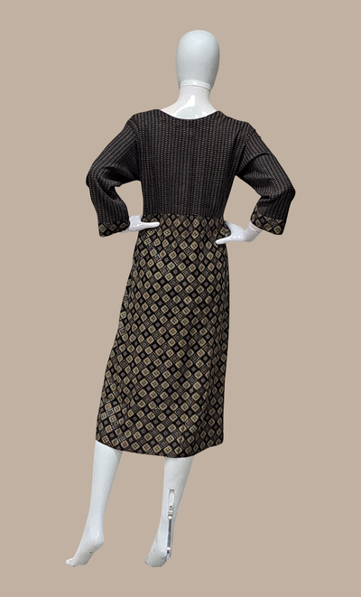 Dark Brown Printed Kurti Dress