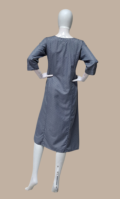 Grey Embroidered Kurti Dress