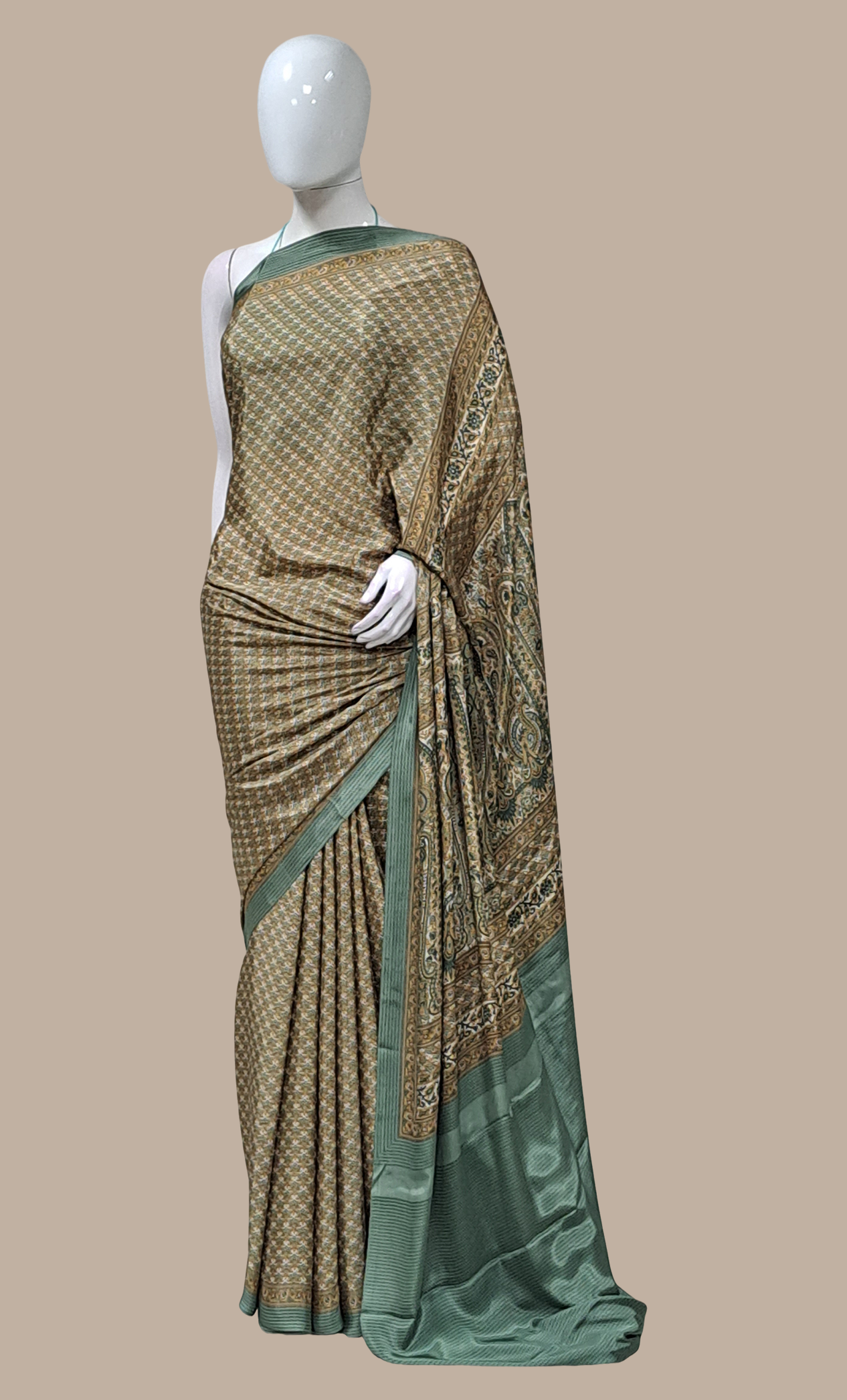 Pale Green Printed Sari