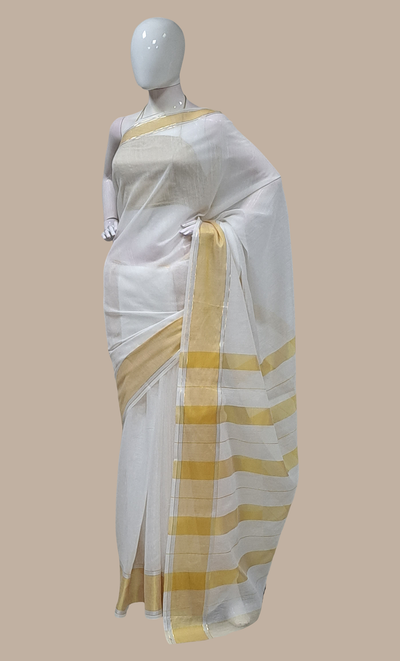 Off White Cotton Sari