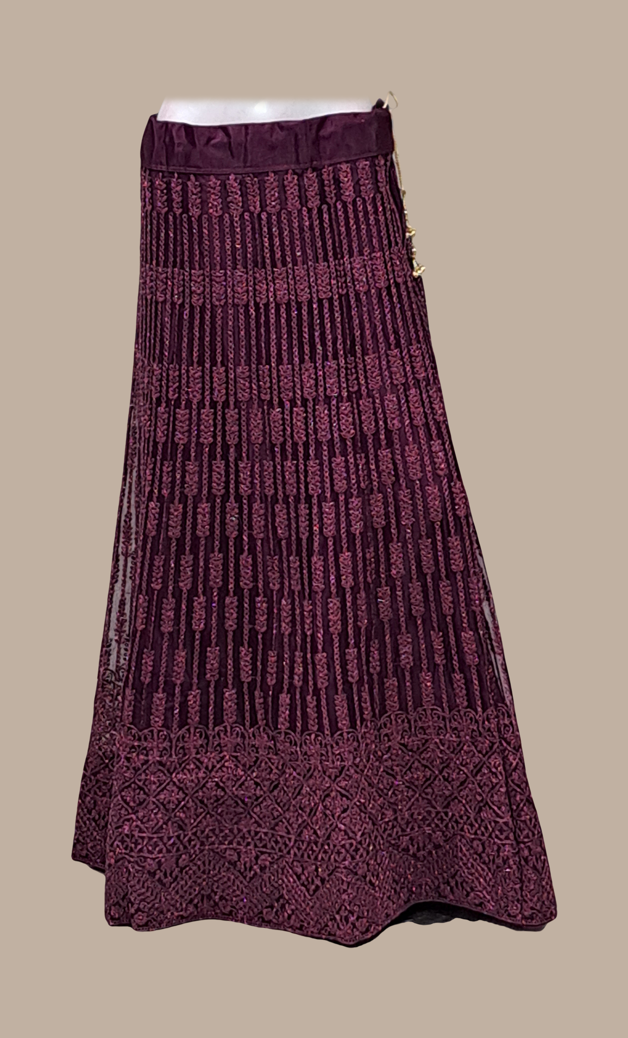 Deep Grape Embroidered Lengha