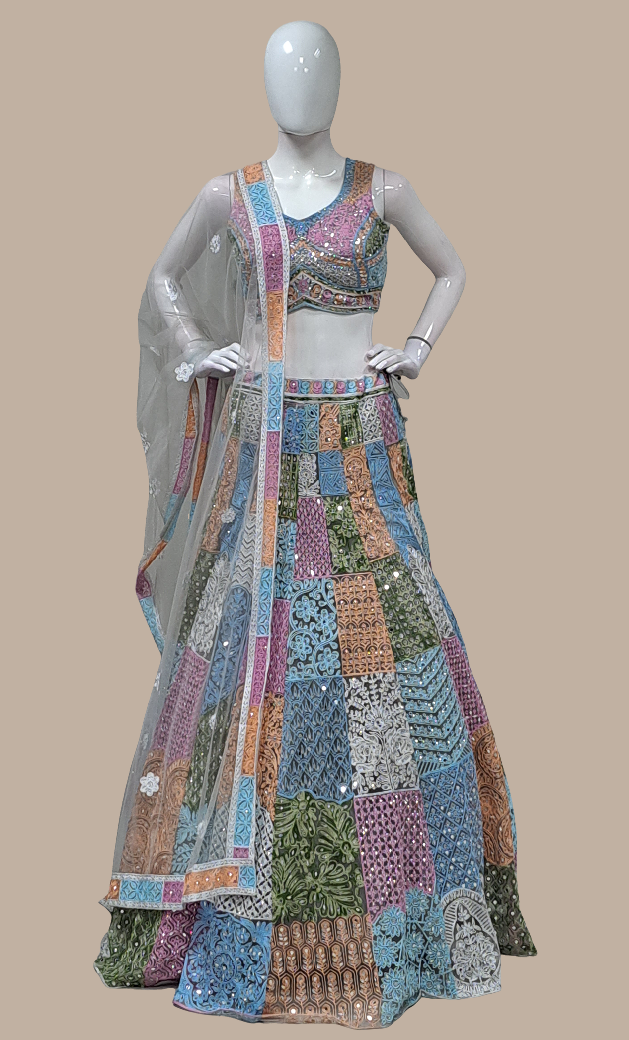 Multi-Colour Cotton Embroidered Choli Set