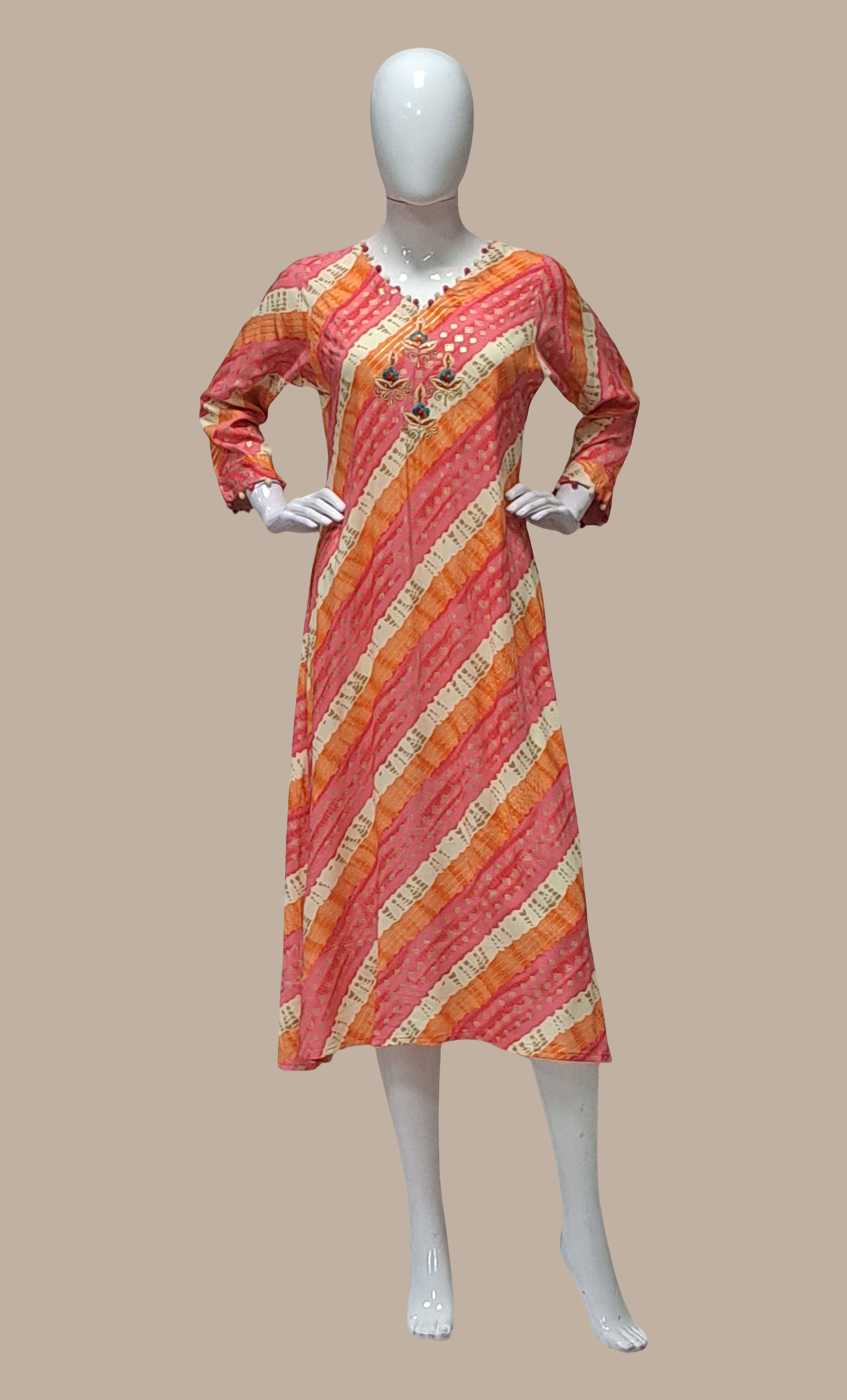 Coral Printed Kurti Dress