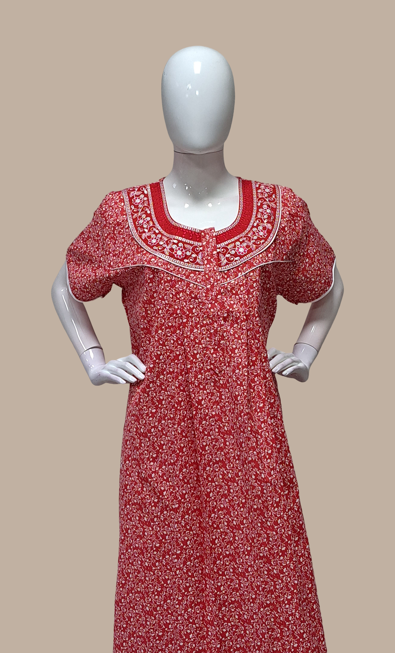 Red Printed Kaftan