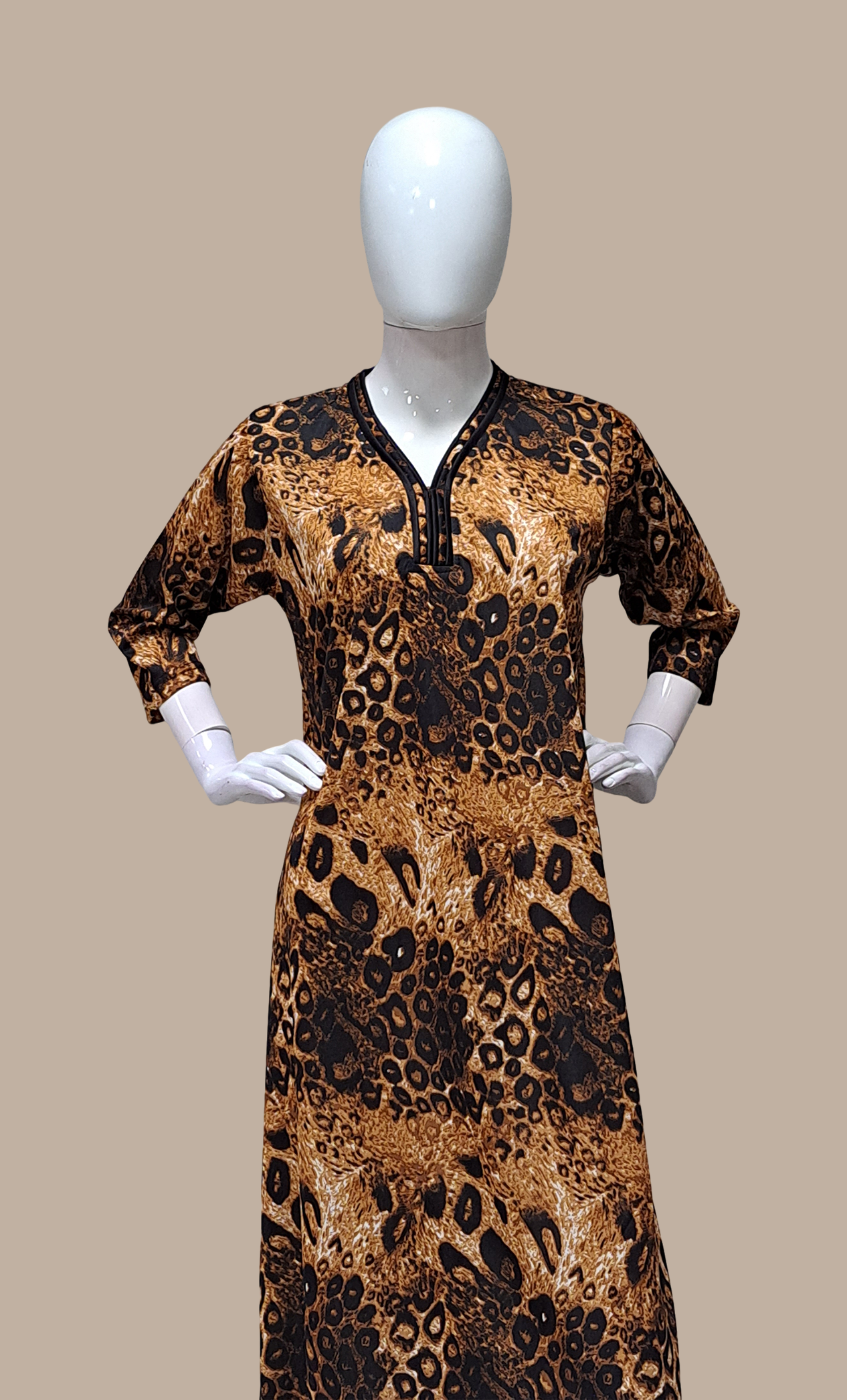 Brown Printed Kaftan