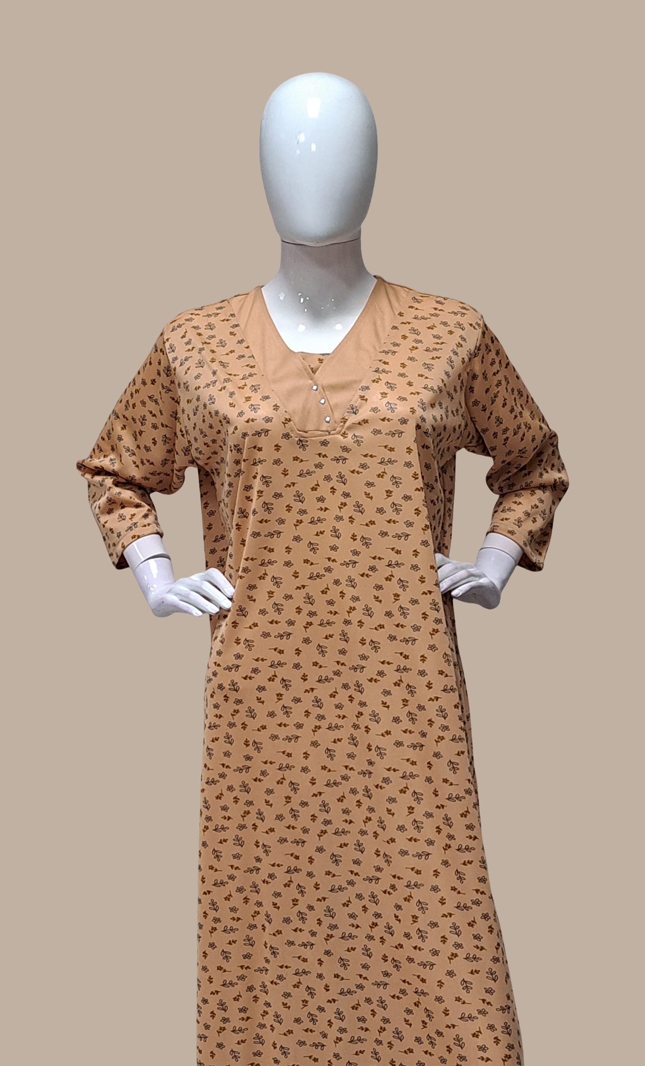 Deep Caramel Printed Kaftan