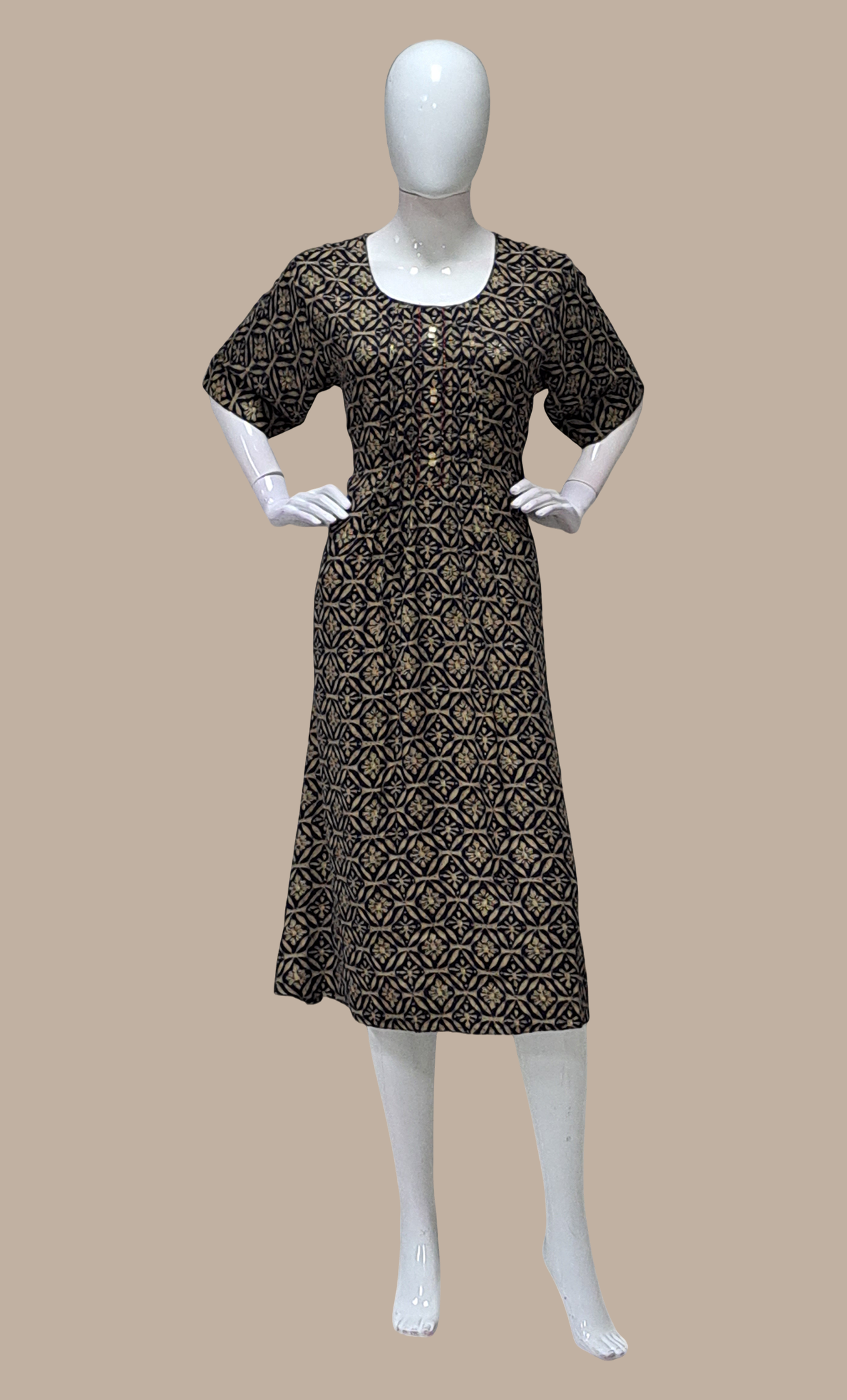 Black Printed Kurti Dress