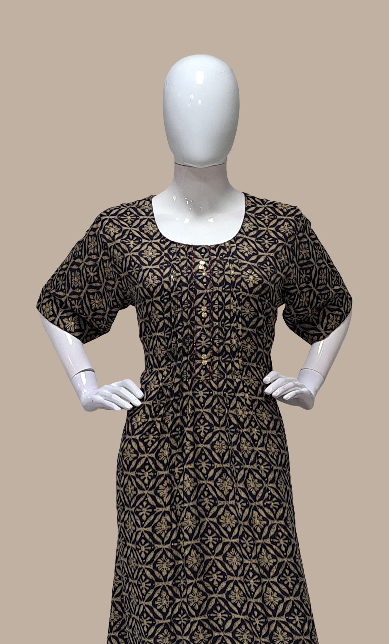 Black Printed Kurti Dress