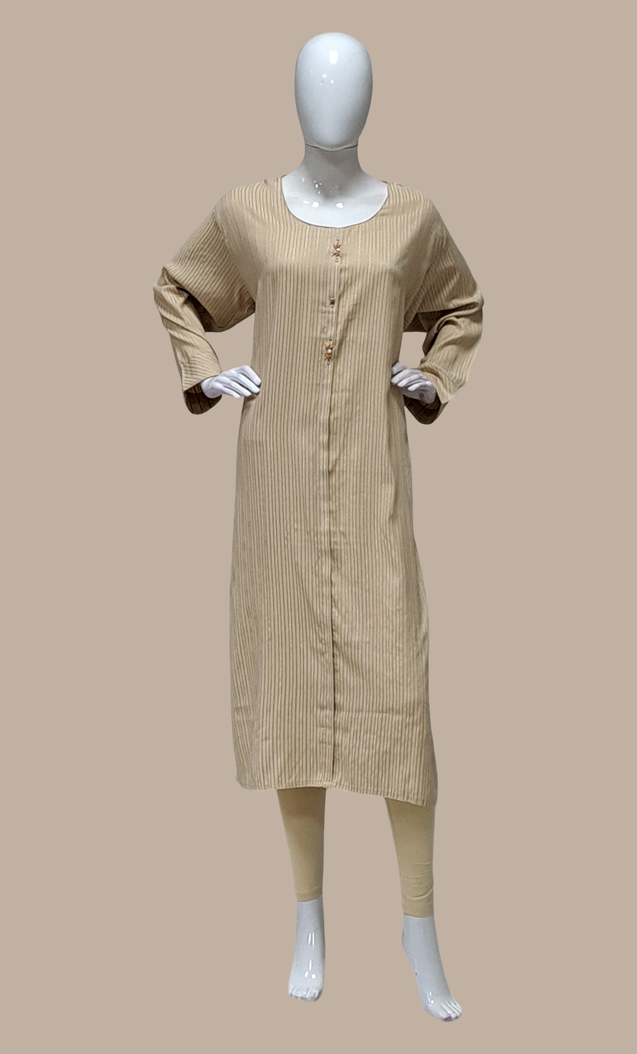 Biscuit Embroidered Kurti Top