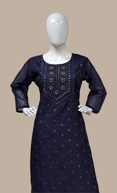 Navy Blue Embroidered Punjabi