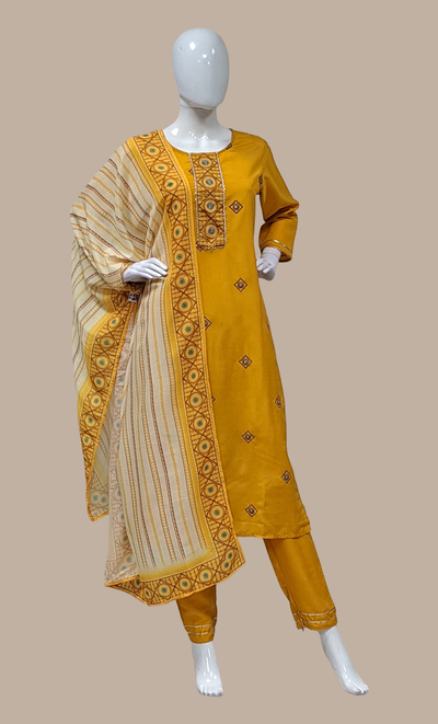 Deep Mustard Embroidered Punjabi