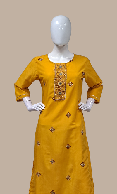 Deep Mustard Embroidered Punjabi