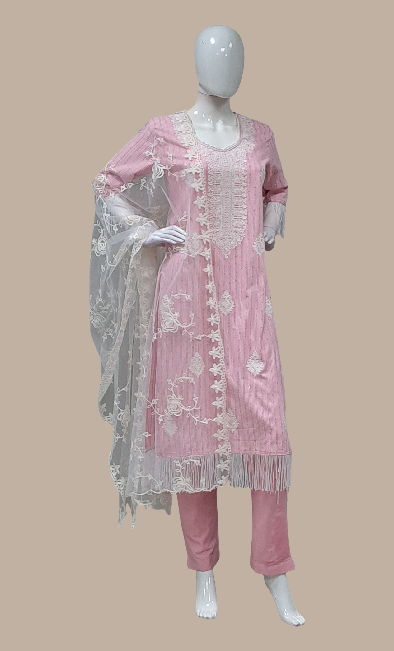 Baby Pink Embroidered Punjabi