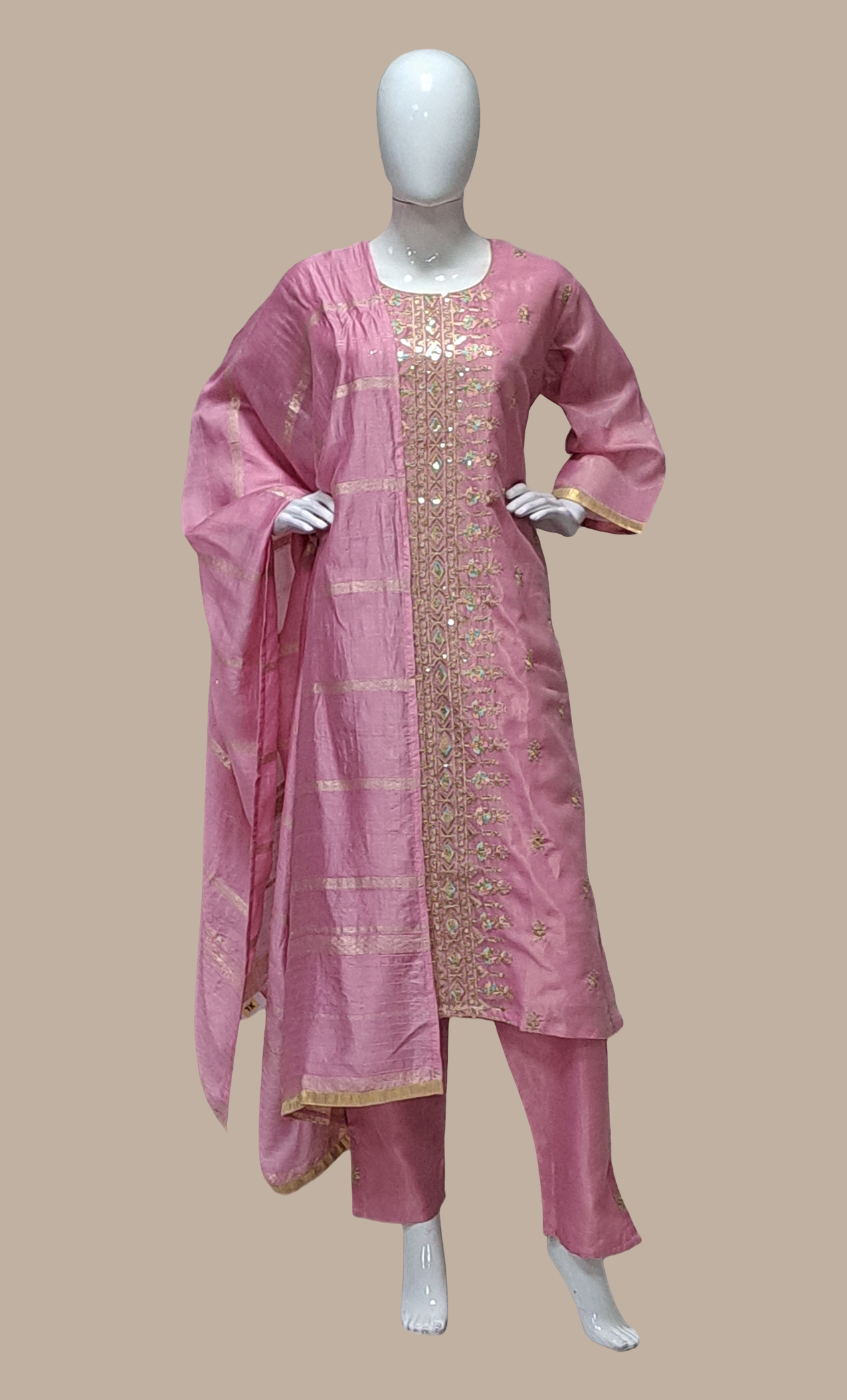 Deep Mink Embroidered Punjabi