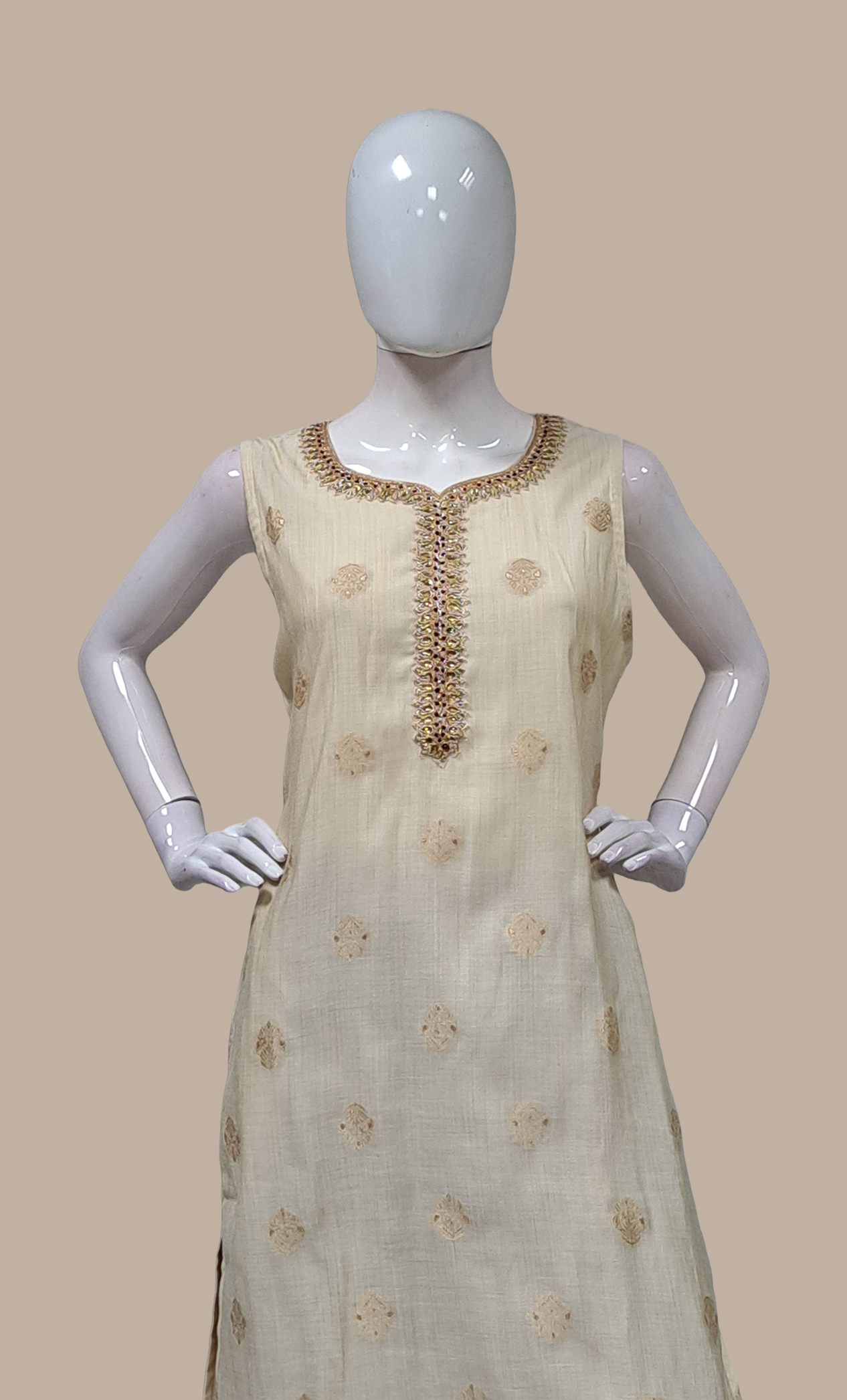 Cream Embroidered Punjabi