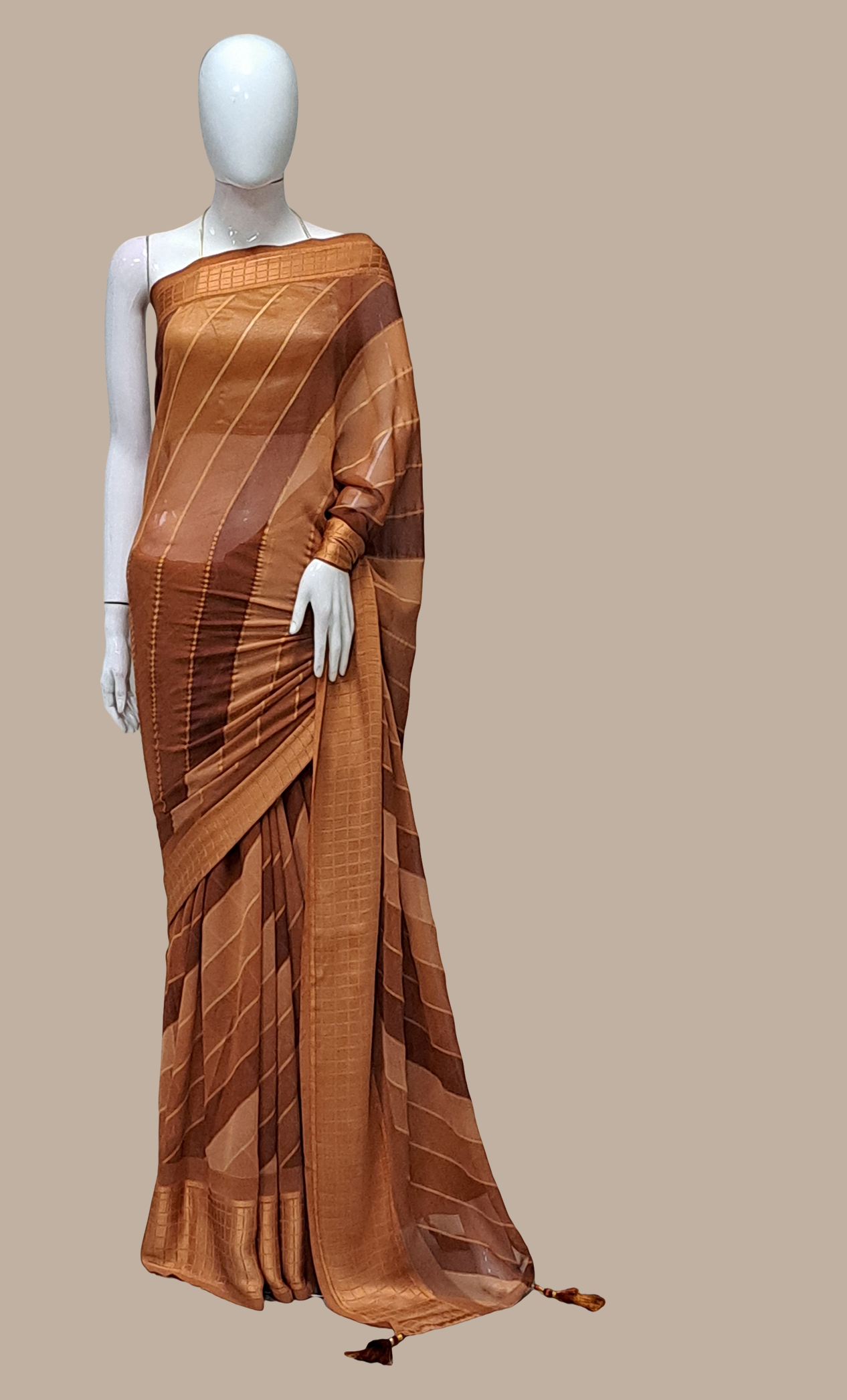 Deep Almond Embroidered Sari