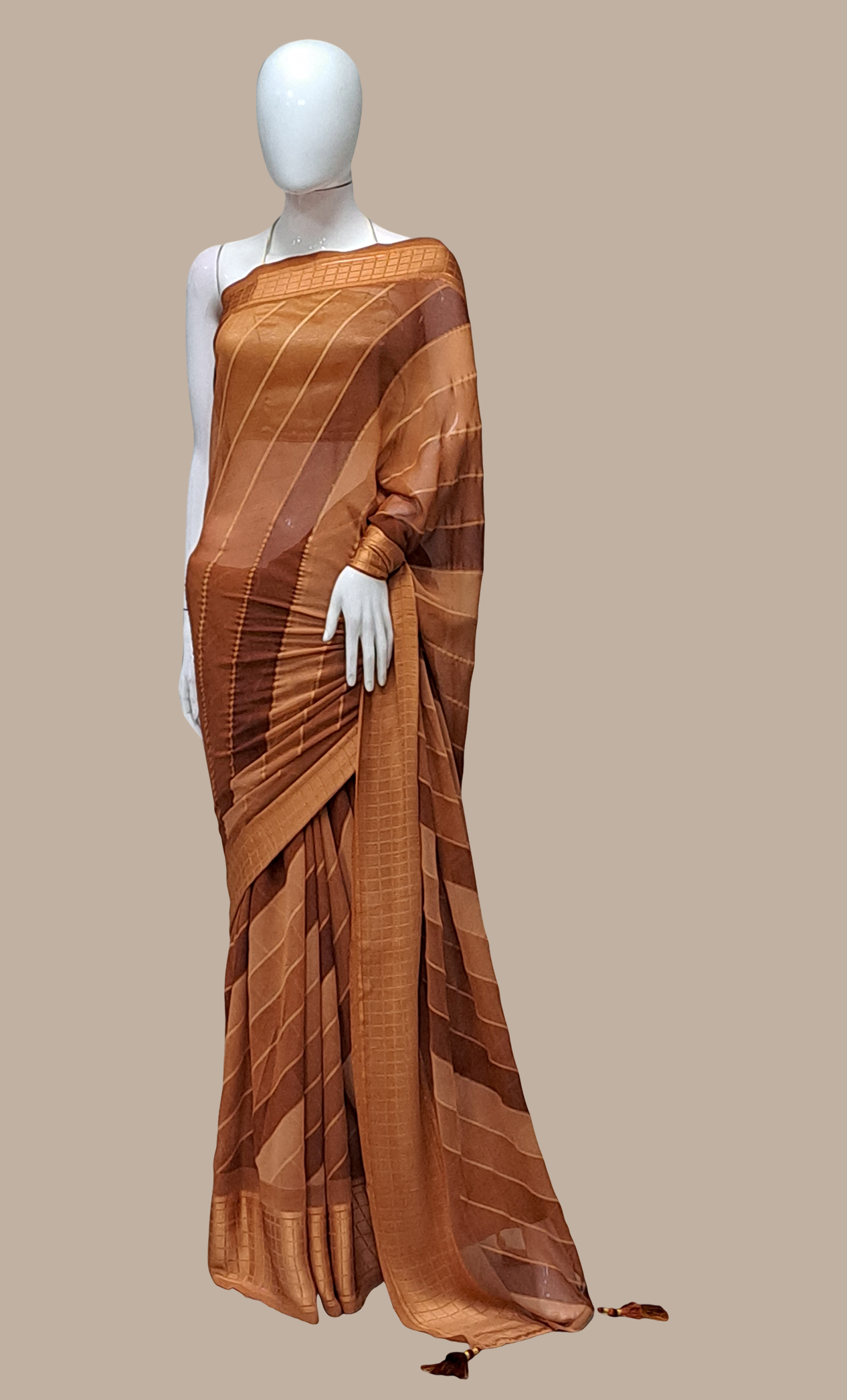 Deep Almond Embroidered Sari