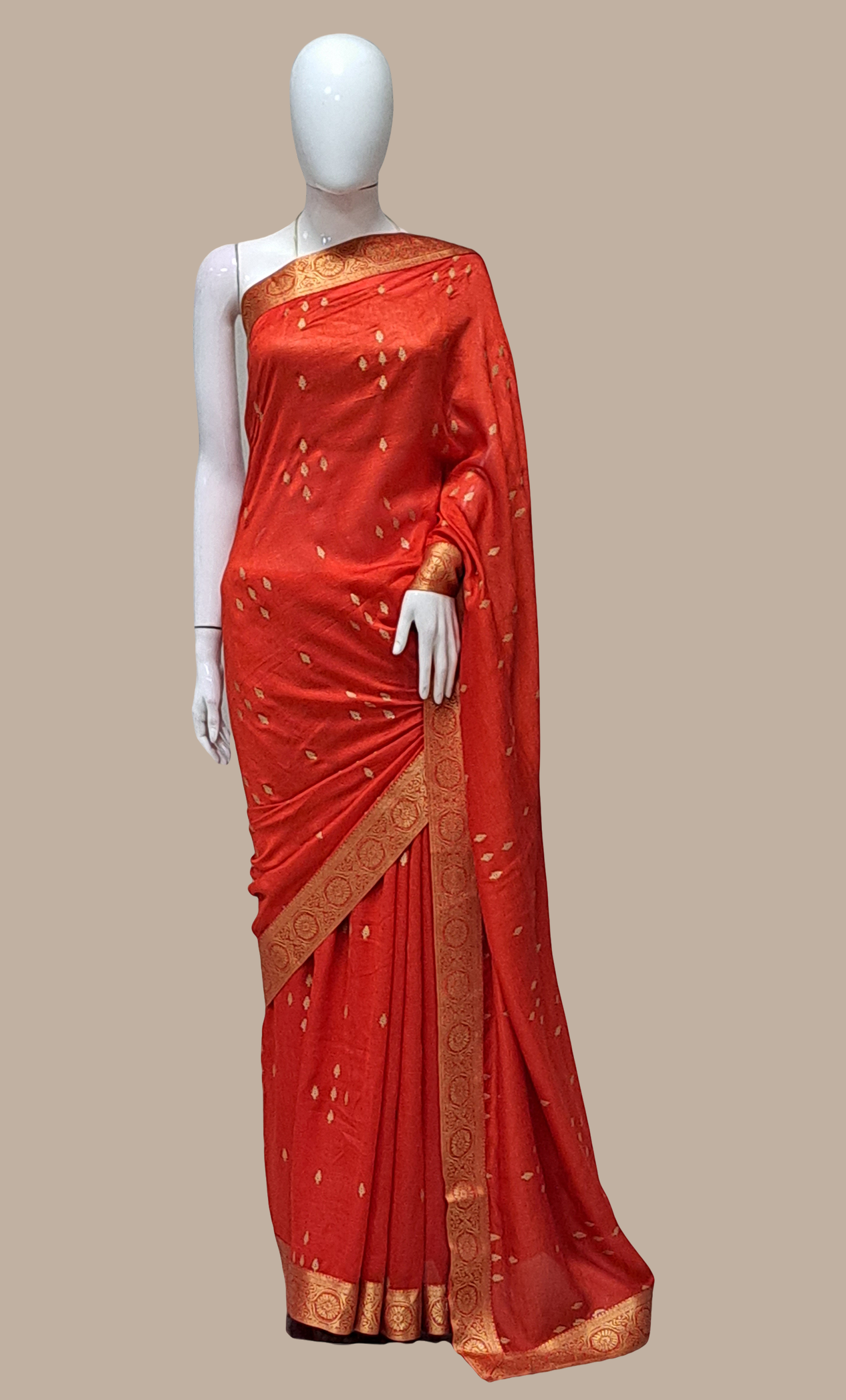 Rose Red Embroidered Sari