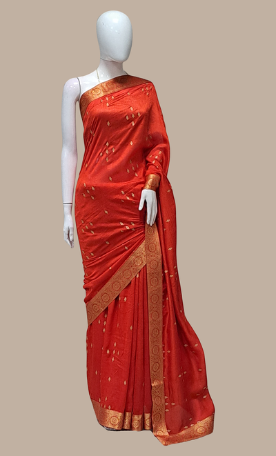 Rose Red Embroidered Sari