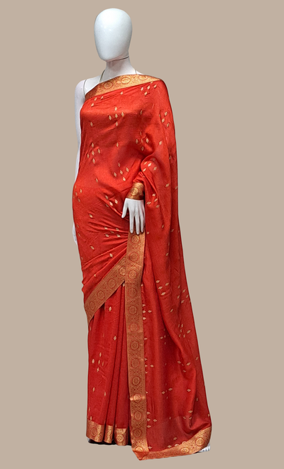 Rose Red Embroidered Sari