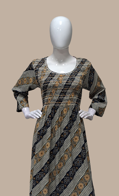 Black Embroidered Kurti Dress