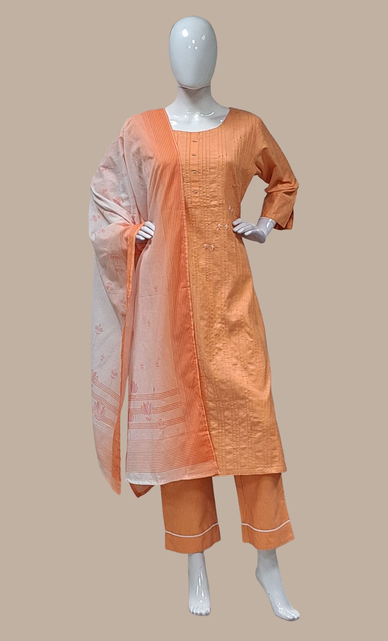 Peach Embroidered Punjabi