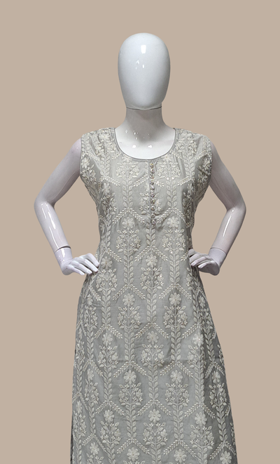 Soft Grey Embroidered Punjabi