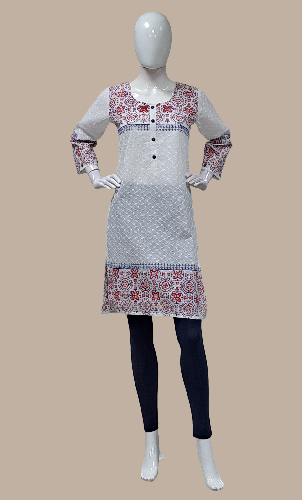 White Embroidered Kurti Top