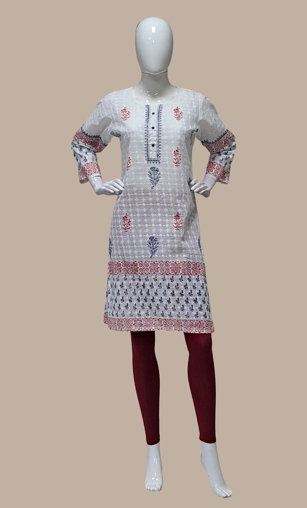 White Embroidered Kurti Top