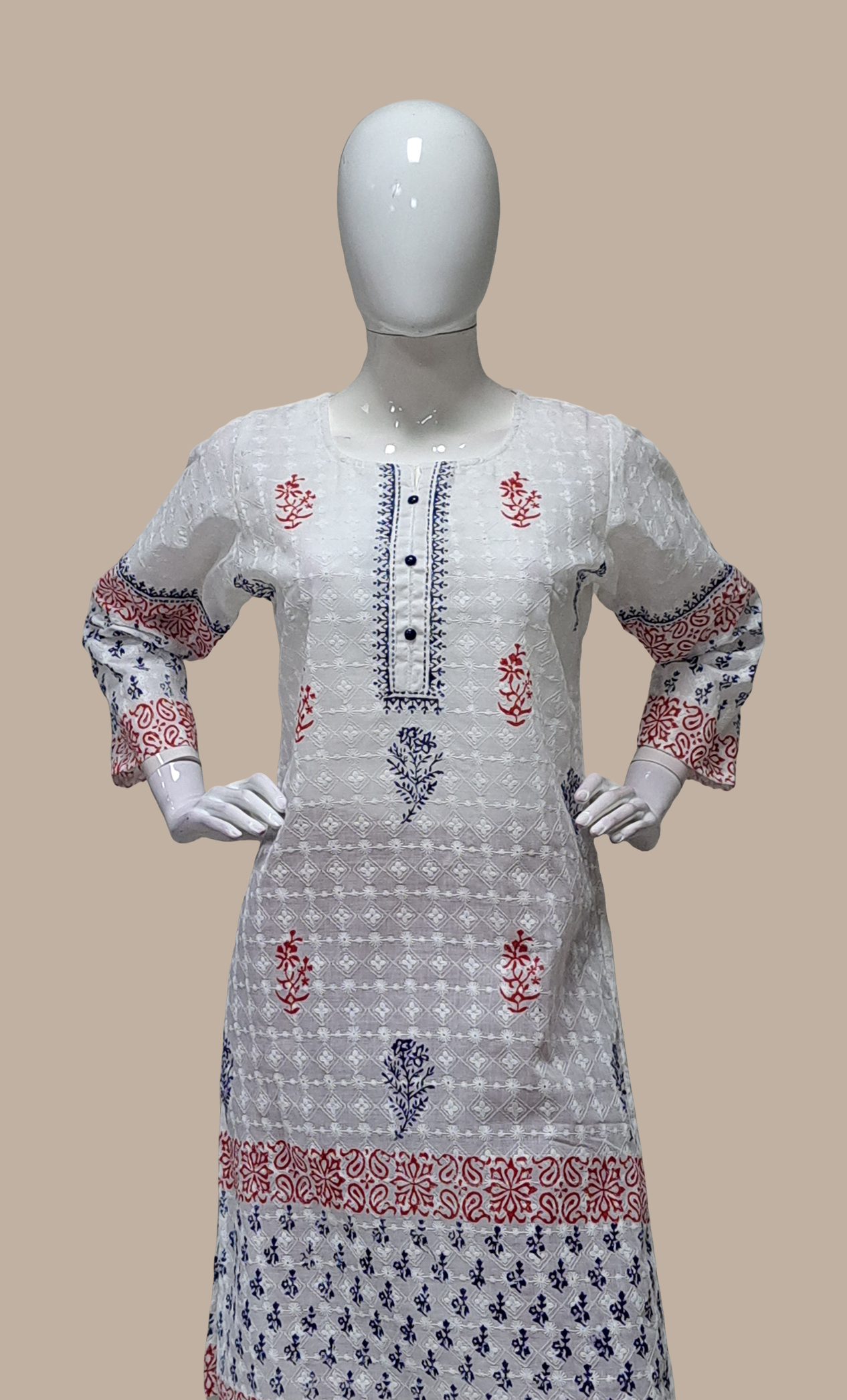 White Embroidered Kurti Top