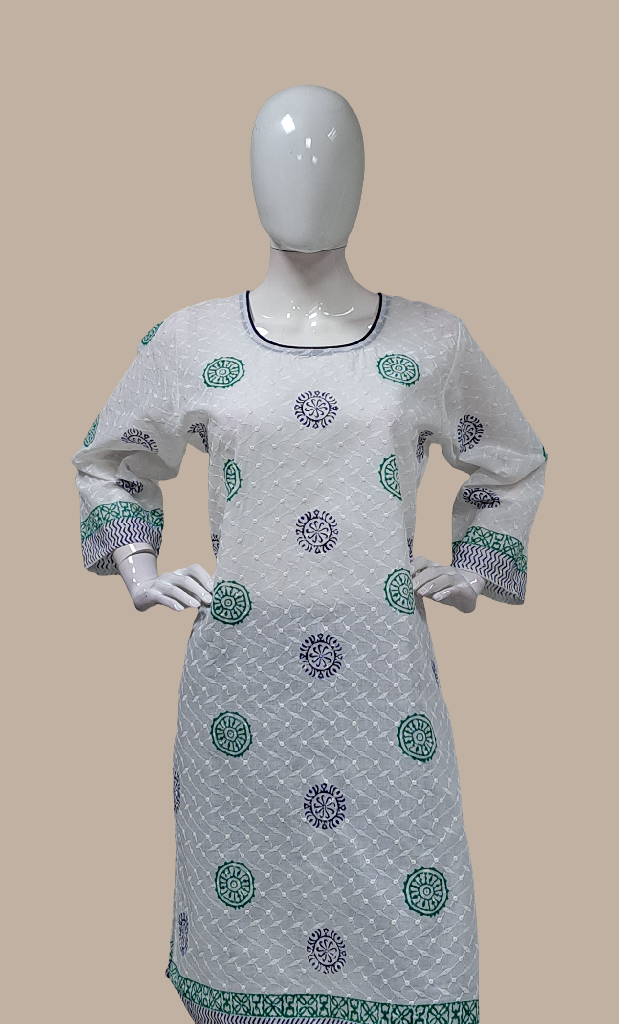 White Embroidered Kurti Top