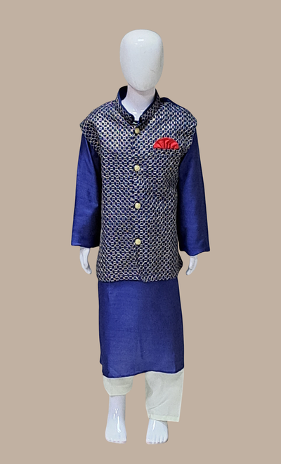 Navy Embroidered Kurta Set