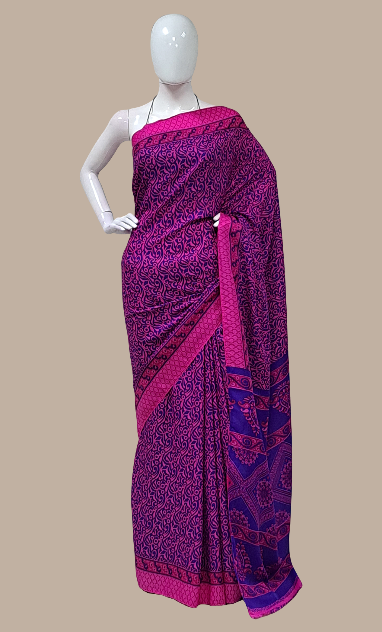 Deep Purple Printed Sari