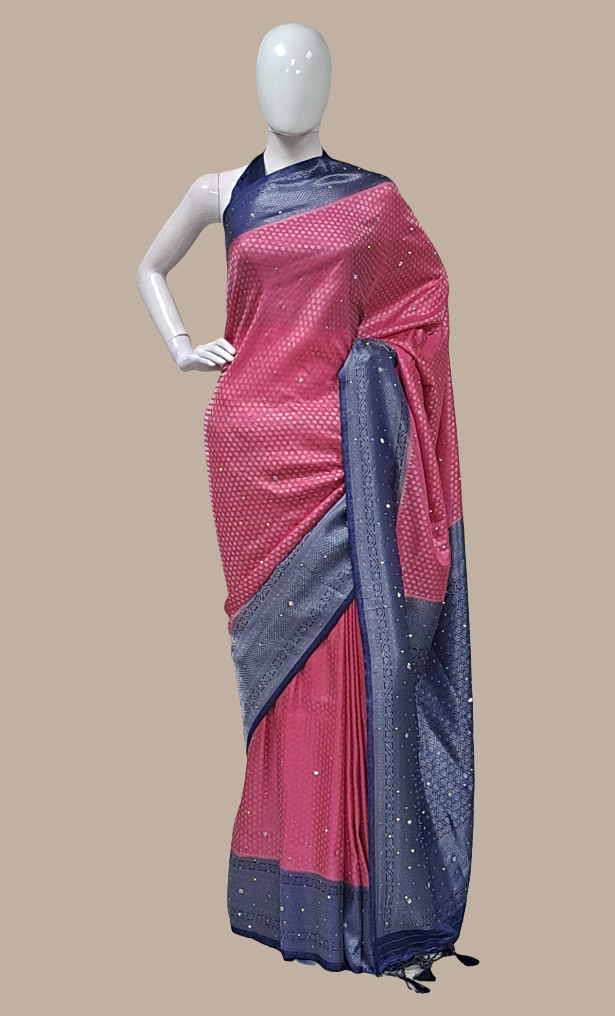 Cerise Woven Art Silk Sari