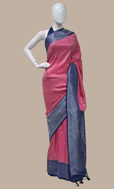 Cerise Woven Art Silk Sari