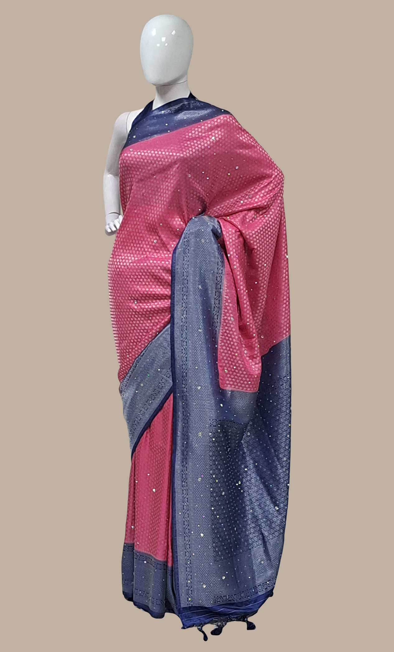 Cerise Woven Art Silk Sari