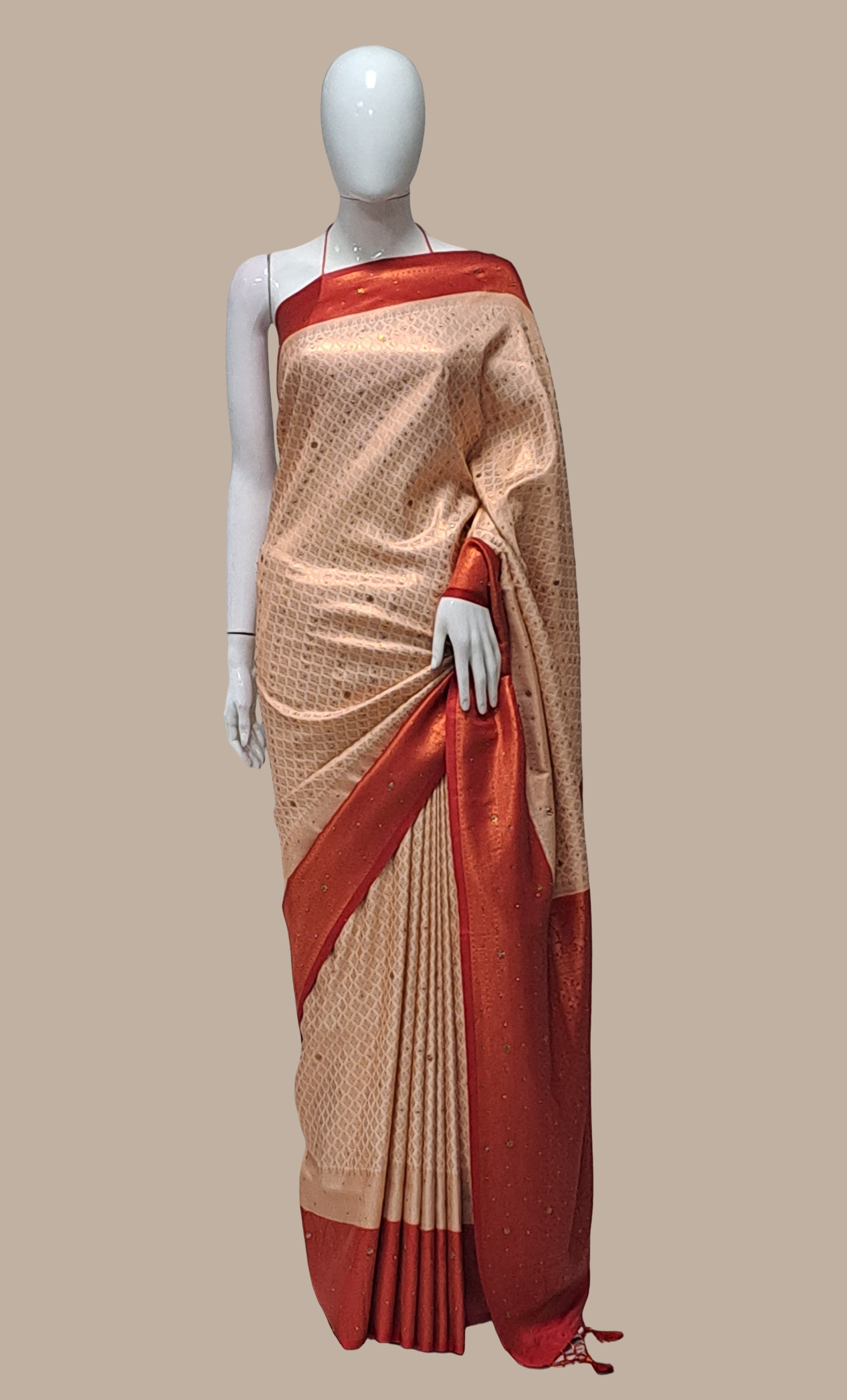 Rust Woven Art Silk Sari