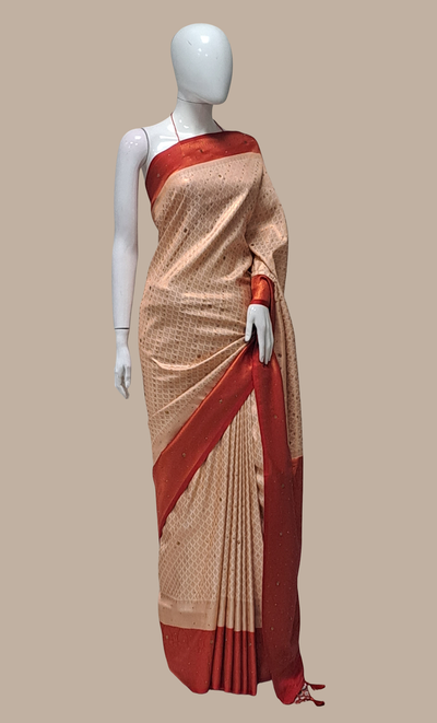 Rust Woven Art Silk Sari