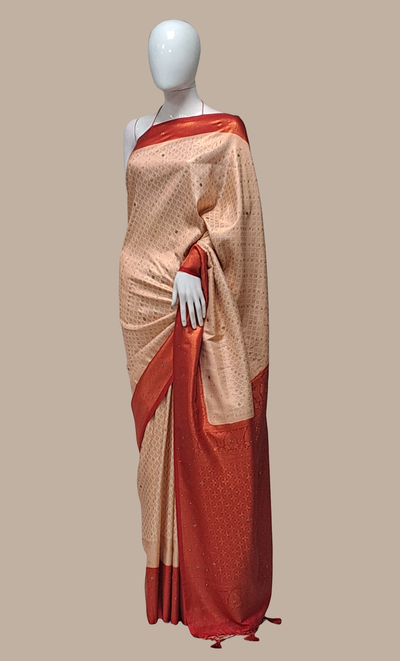 Rust Woven Art Silk Sari